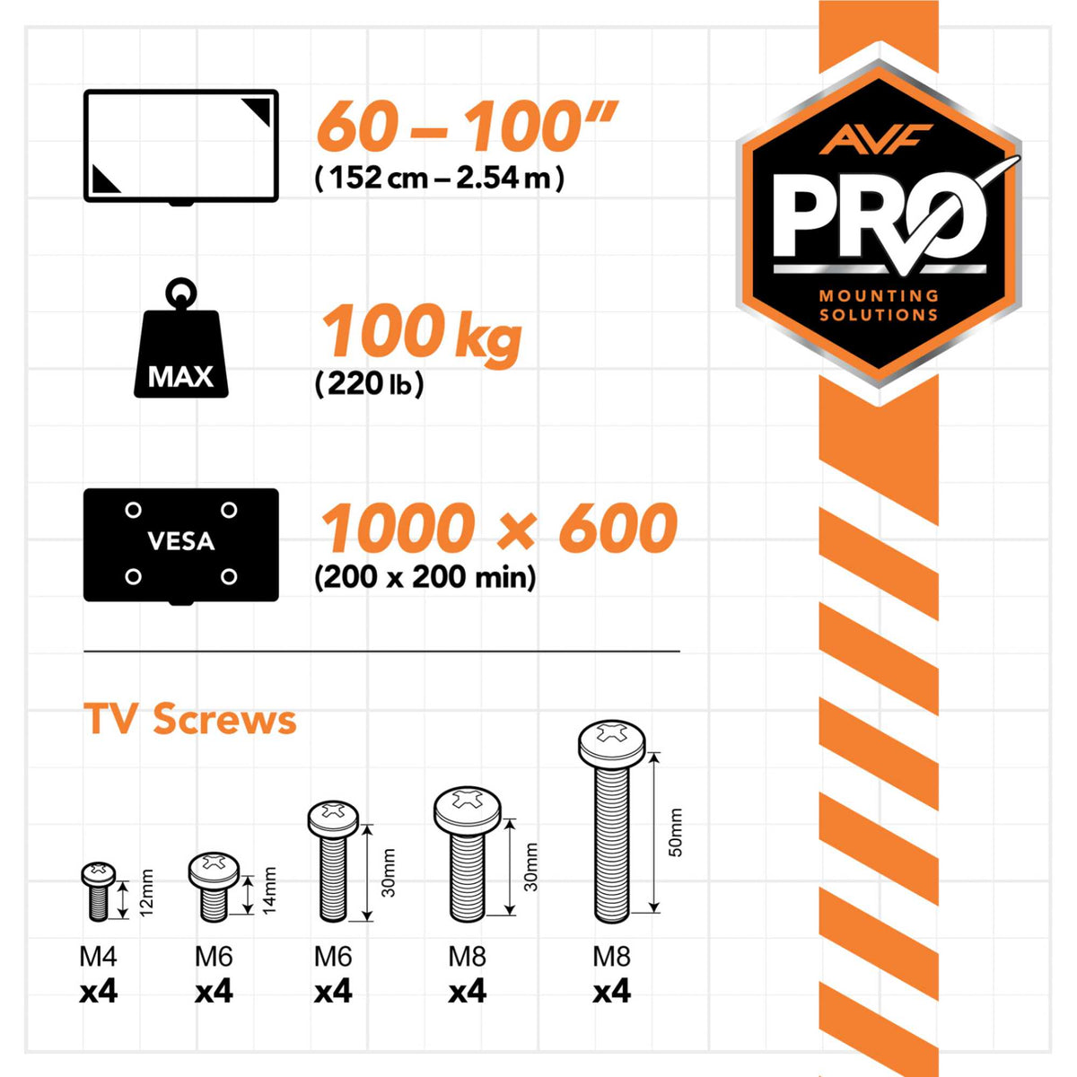 AVF APTC1100 PRO Height Adjustable Mobile TV Cart