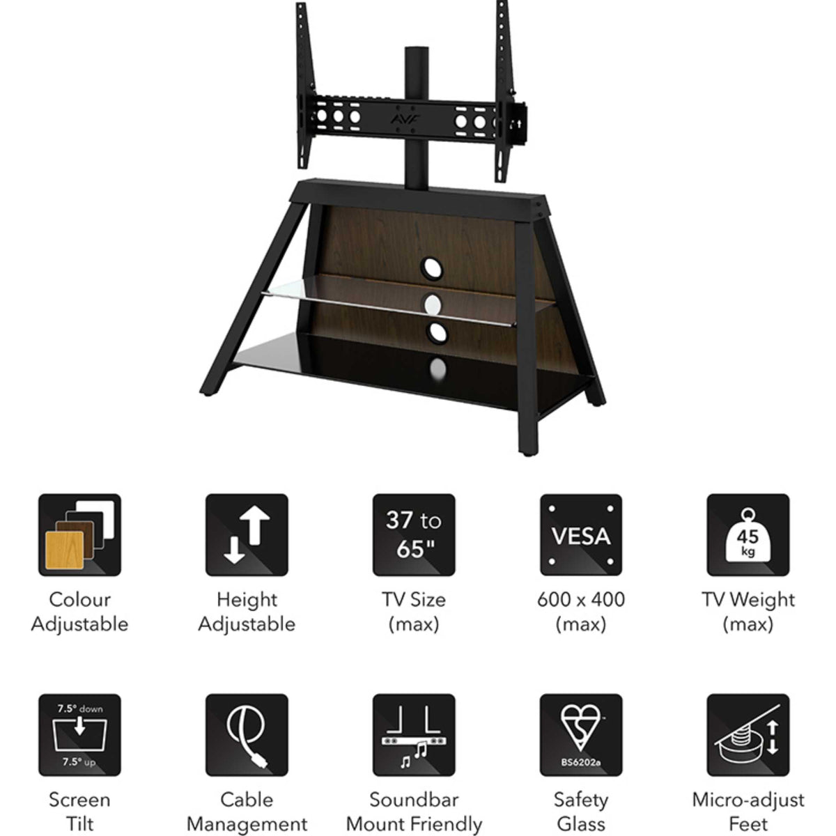 AVF EASL925A Easel TV Stand with TV Mount 37-65" - 4 Colour Settings