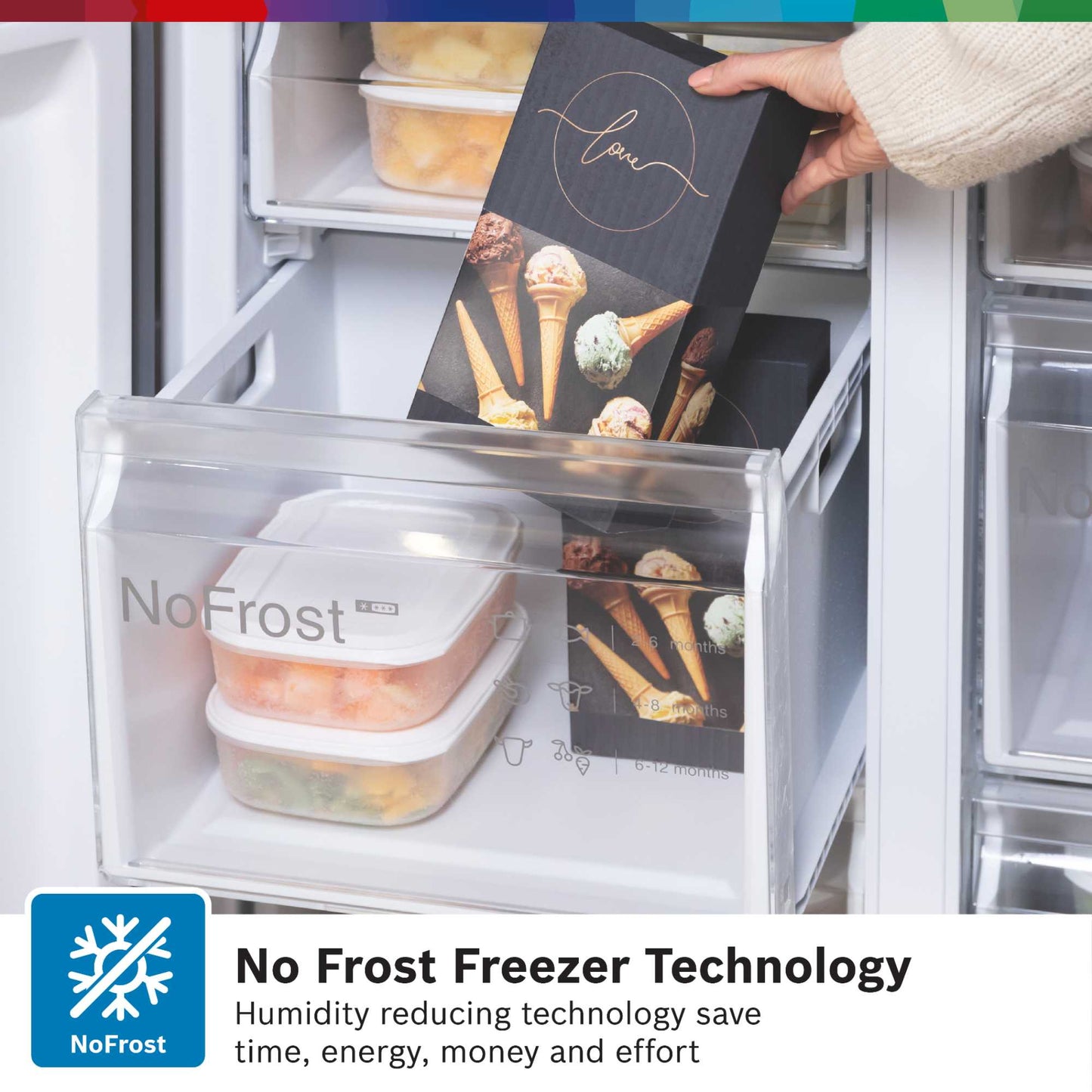 Bosch Series 4 American Style Fridge Freezer 60/40 Total No Frost - Brushed Steel - KFN96VPEAG