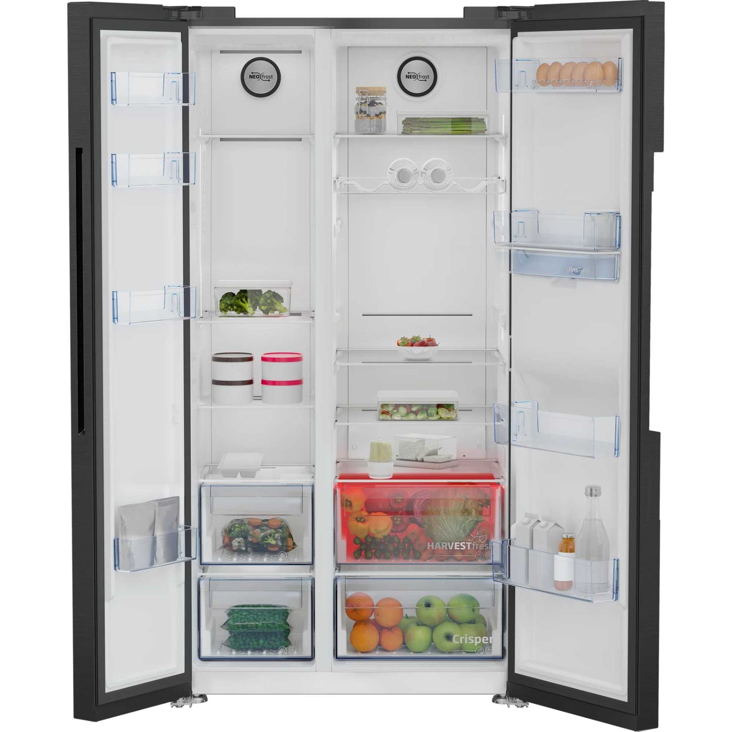 Beko American Style Fridge Freezer 50/50 NeoFrost - Black Steel - ASD2442VPZ
