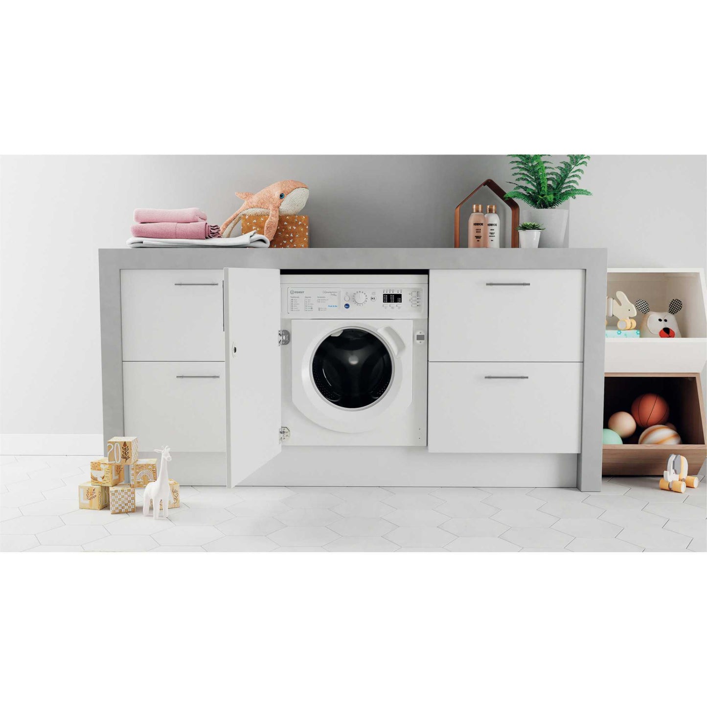Indesit Push&Go 7kg Wash 5kg Dry 1400rpm Built-In Washer Dryer - BI WDIL 75148 UK