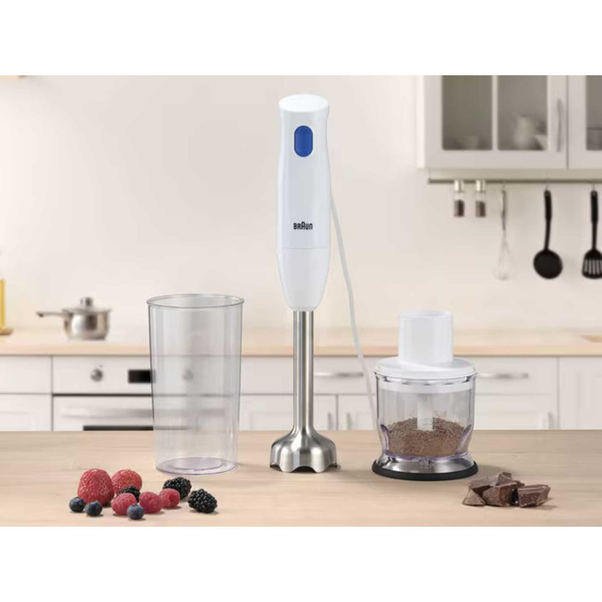 Braun MQ10-201MWH MultiQuick Hand Blender with Chopper and 350ml Beaker