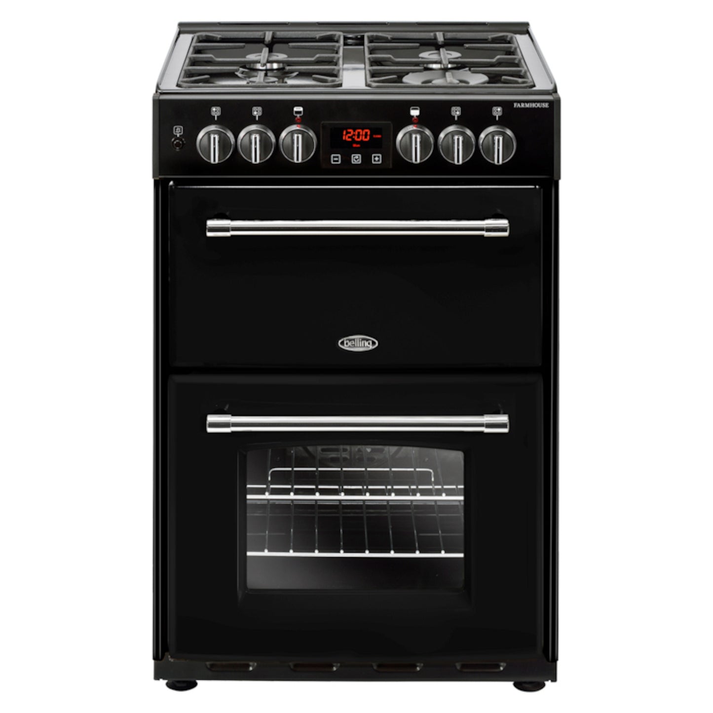 Belling Farmhouse 60DF 60cm Dual Fuel Double Oven Cooker - FARMHOUSE60DFBLK