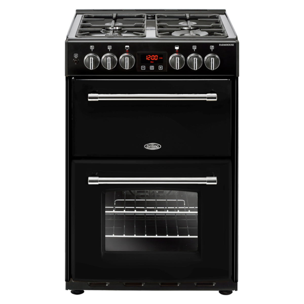 Belling Farmhouse 60DF 60cm Dual Fuel Double Oven Cooker - FARMHOUSE60DFBLK
