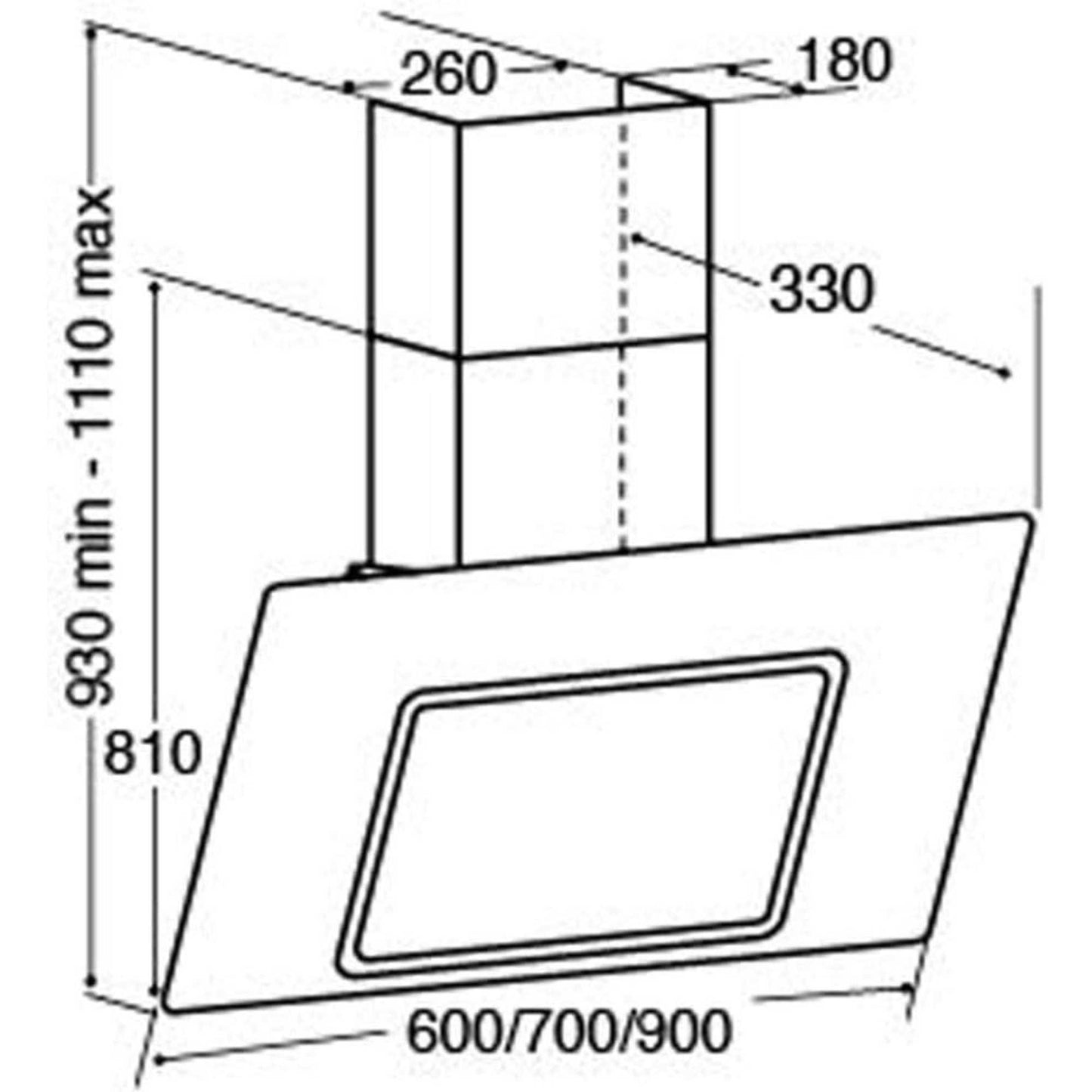 CDA EVA60BL 600mm Chimney Cooker Hood