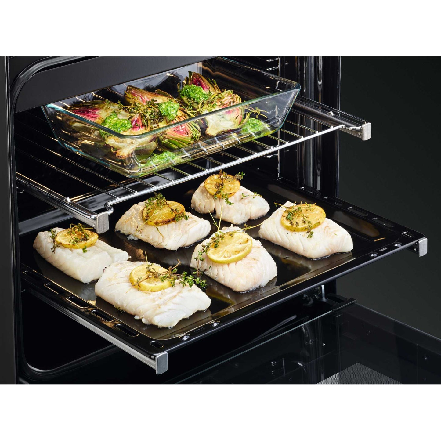 AEG 5000 SurroundCook 60cm Dual Fuel Double Oven Cooker - CKB6541ACM