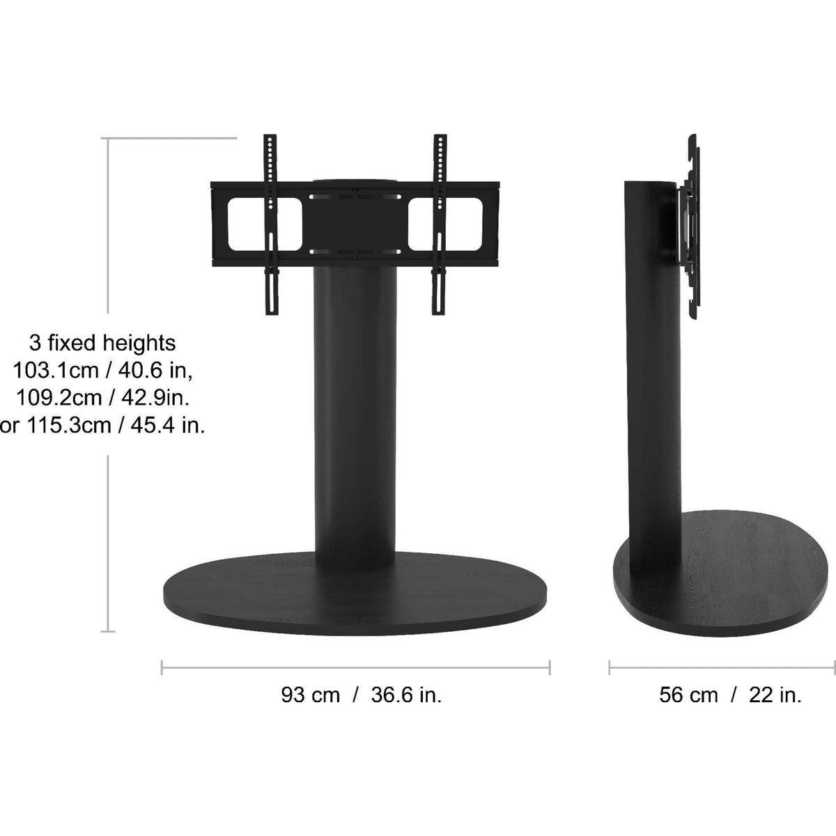 AVF FL930CHEB Affinity Chepstow One Oval Pedestal TV Stand for 32-65" TVs - Black