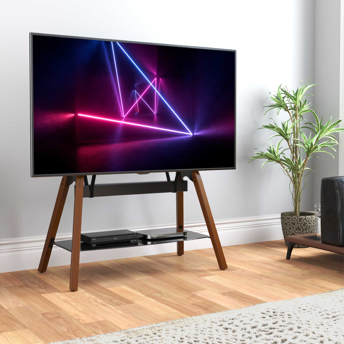 AVF FSL1120HOQDWB Hoxton Quad TV Stand - Dark Wood
