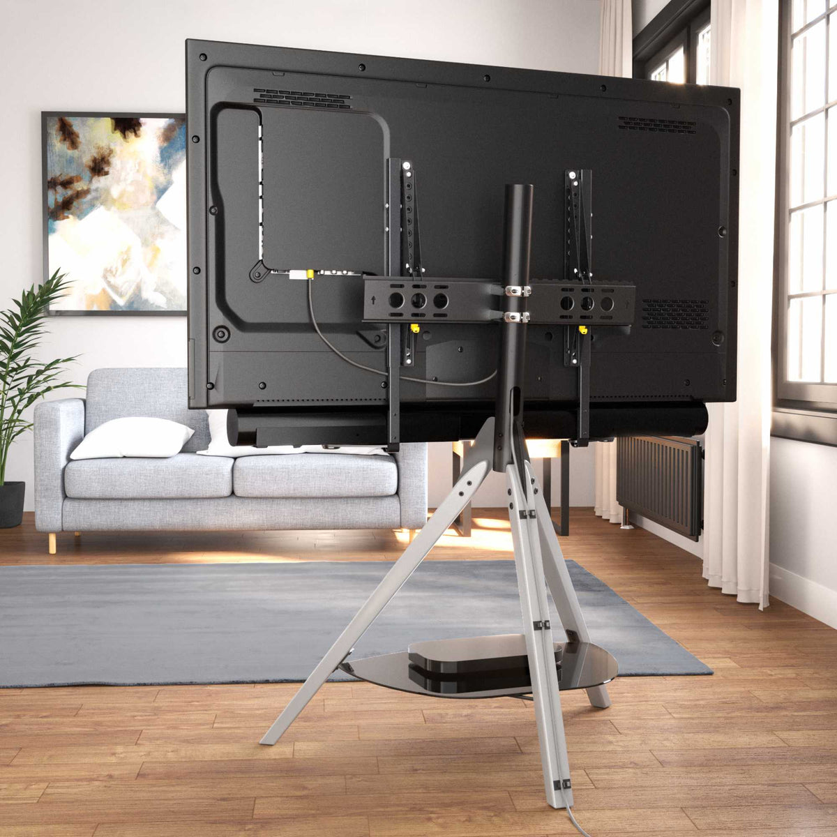 AVF FSLK1001HOXGB Hoxton Sound Freestanding TV + Soundbar Stand - Grey