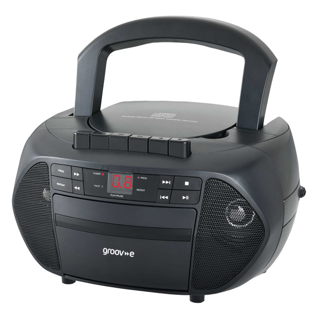 TRADITIONAL BOOMBOX CD & CASSETTE PLAYER RADIO BLK