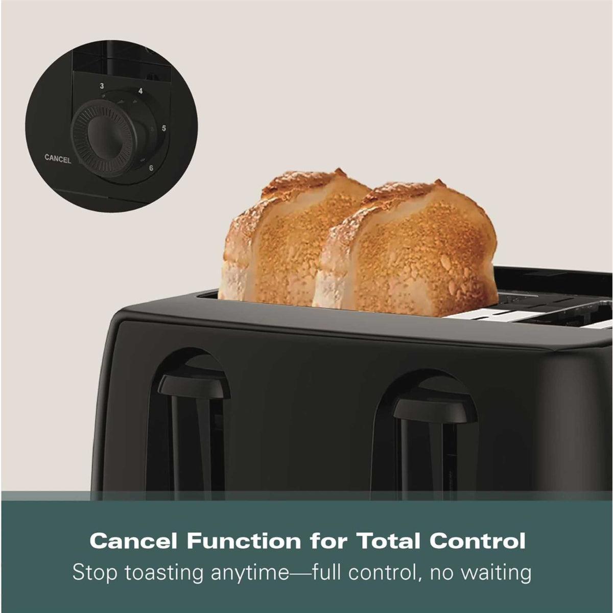 Hamilton Beach HB4T5032B 1300W Essential Toaster 4 Slice - Black