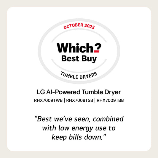 LG Series 7 AI Dry 9kg Heat Pump Tumble Dryer - RHX7009TWB