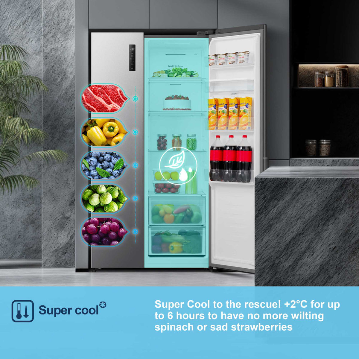Fridgemaster American Style Fridge Freezer 60/40 Total No Frost - Silver - MS91558DES