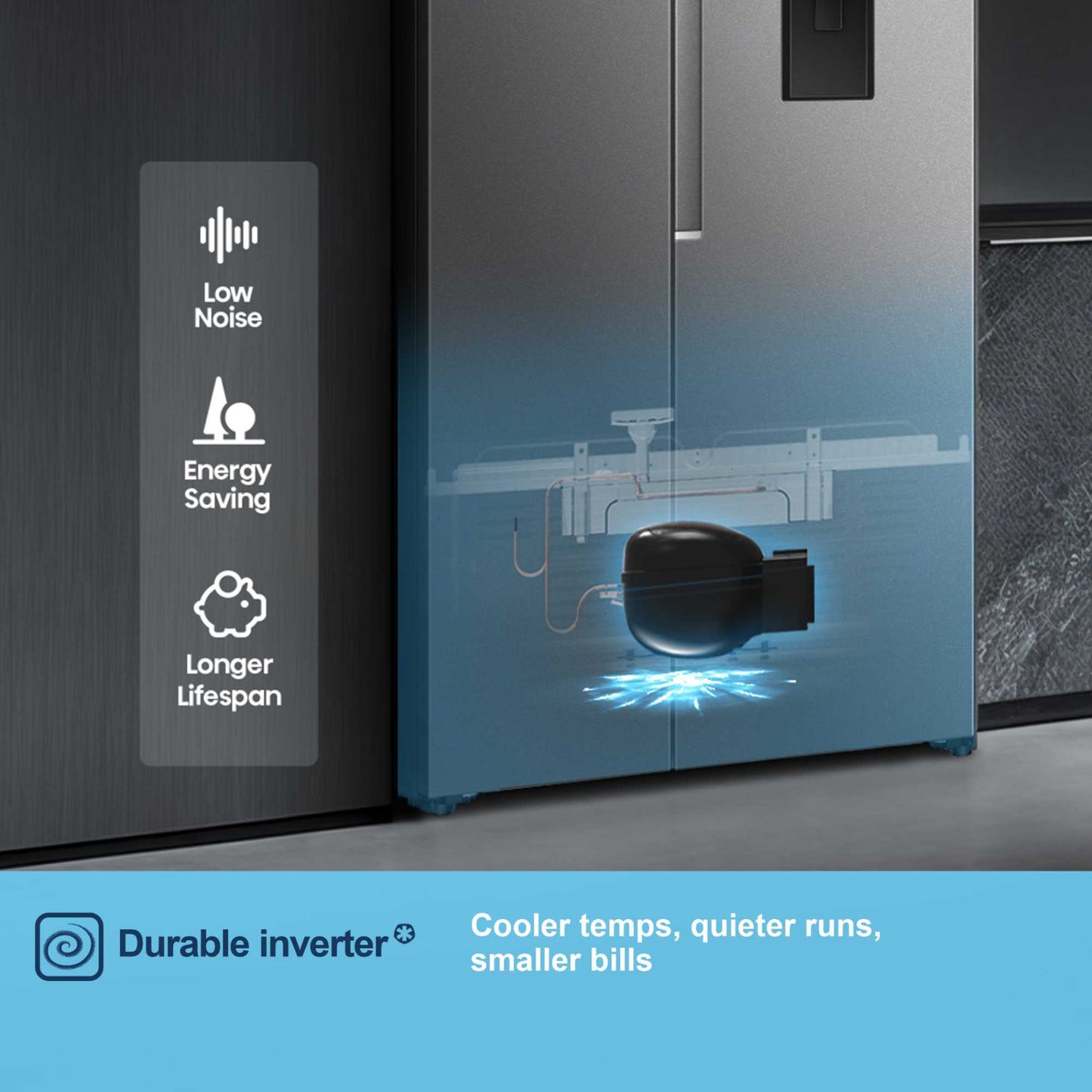 Fridgemaster American Style Fridge Freezer 60/40 Total No Frost - Silver - MS91558DES