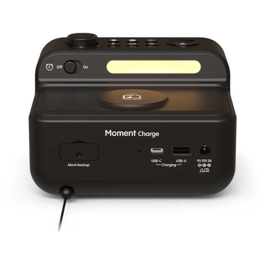 Pure Moment Charge Alarm Clock Radio with Wireless Charging - Black