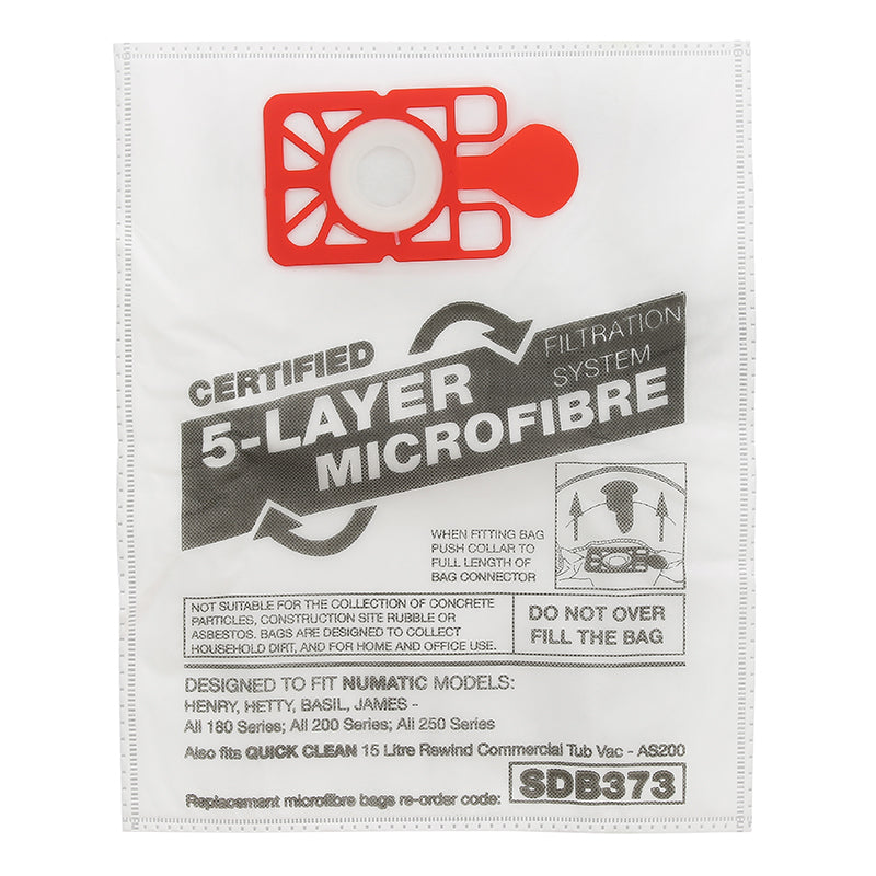 Vacuum Cleaner Microfibre Bag (Pack of 10) - Boxed - Made To Fit Numatic Henry, Hetty, James, David, Harry, Basil Models - 907075 - NVM1CH
