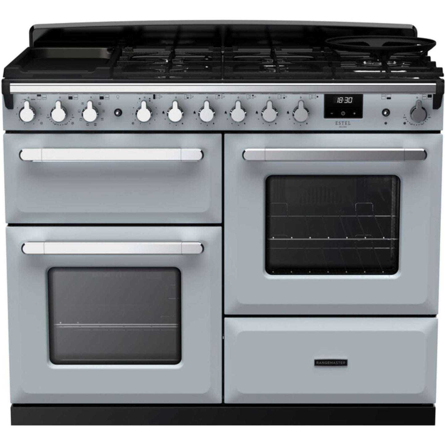 Rangemaster Estel Deluxe 110 110cm Dual Fuel Range Cooker - ESDLO110DFPMSB/CM1