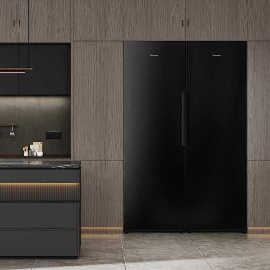 Hisense Hi5 Tall Larder Fridge Auto Defrost- Black Glass - RL5K370GSFC
