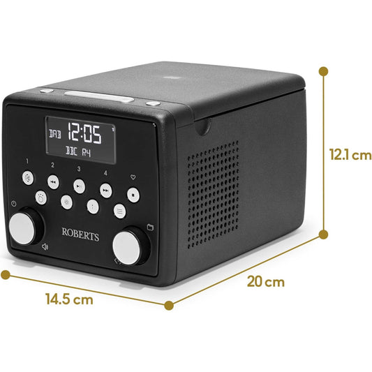 Roberts SOUND49 FM/DAB/DAB+ Digital Clock Radio with Bluetooth & CD Player - Black
