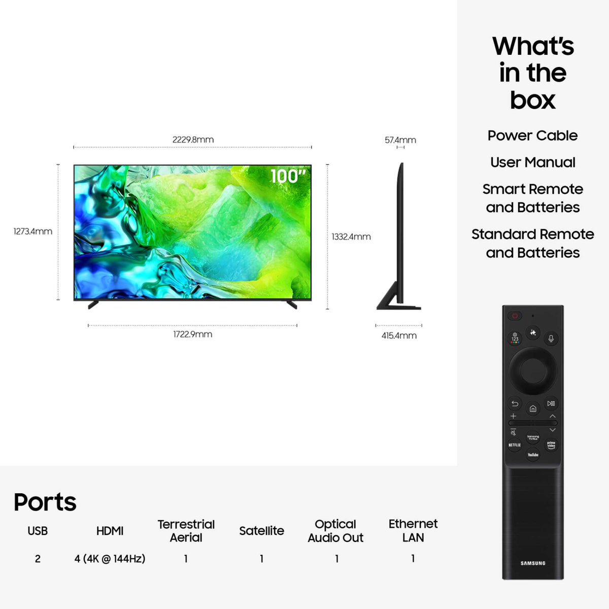 Samsung QN80H 100" 4K Ultra HD Neo QLED Smart TV - QE100QN80H
