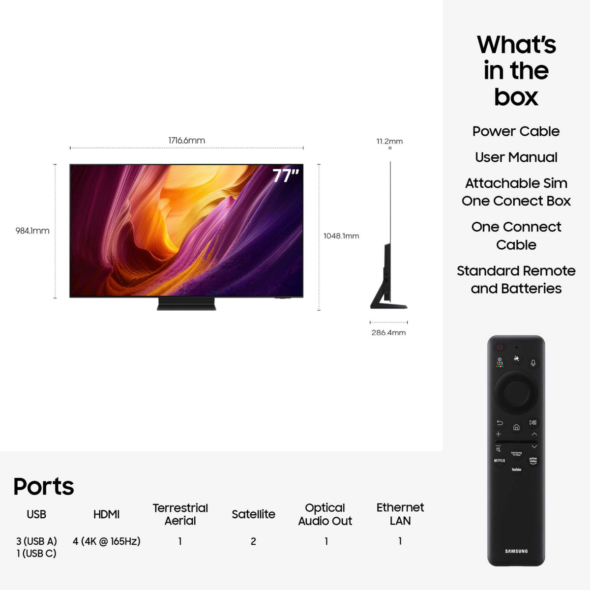 Samsung S95H 77" 4K Ultra HD OLED HDR Smart TV - QE77S95H
