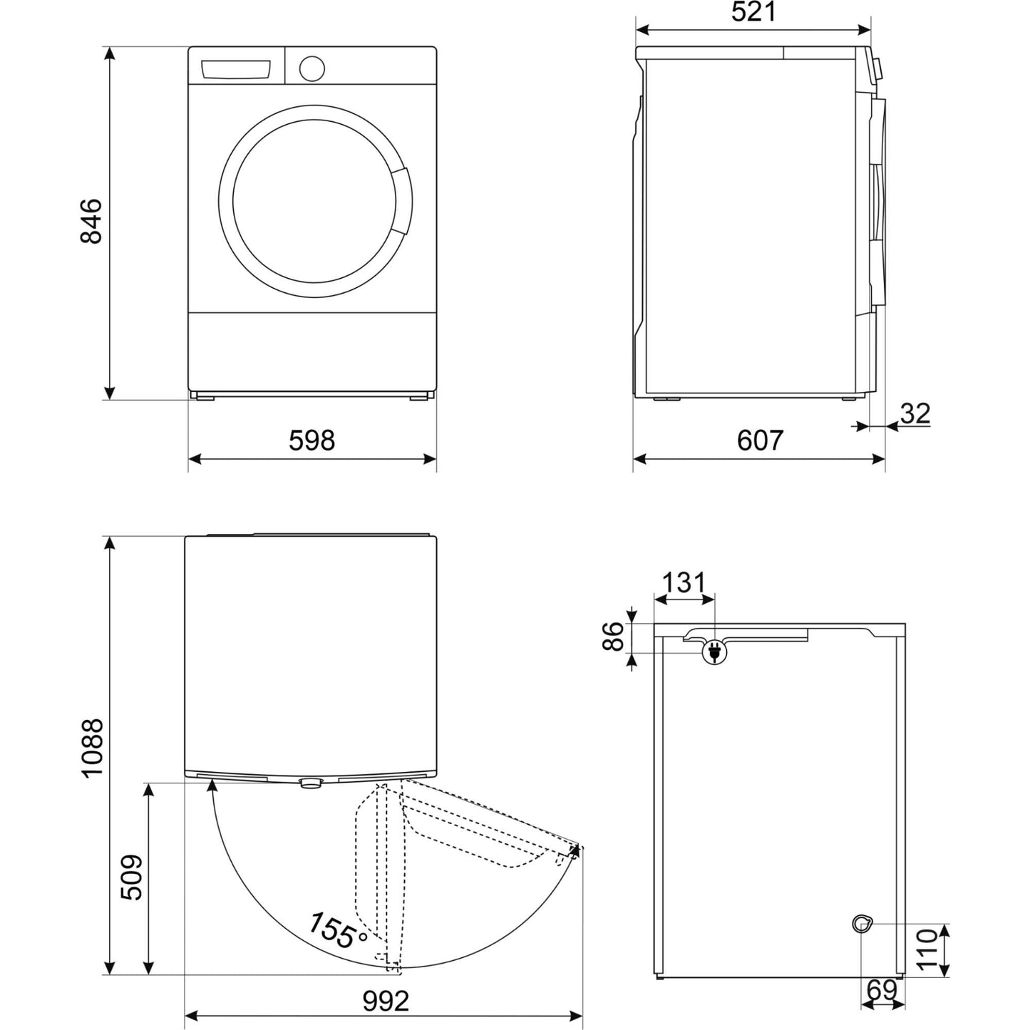 Smeg 8kg Heat Pump Tumble Dryer - DNP83SEUK