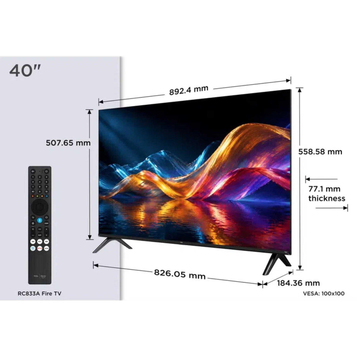 TCL V5D-UK 40" Full HD HDR QLED Freely Smart TV - 40V5DUK