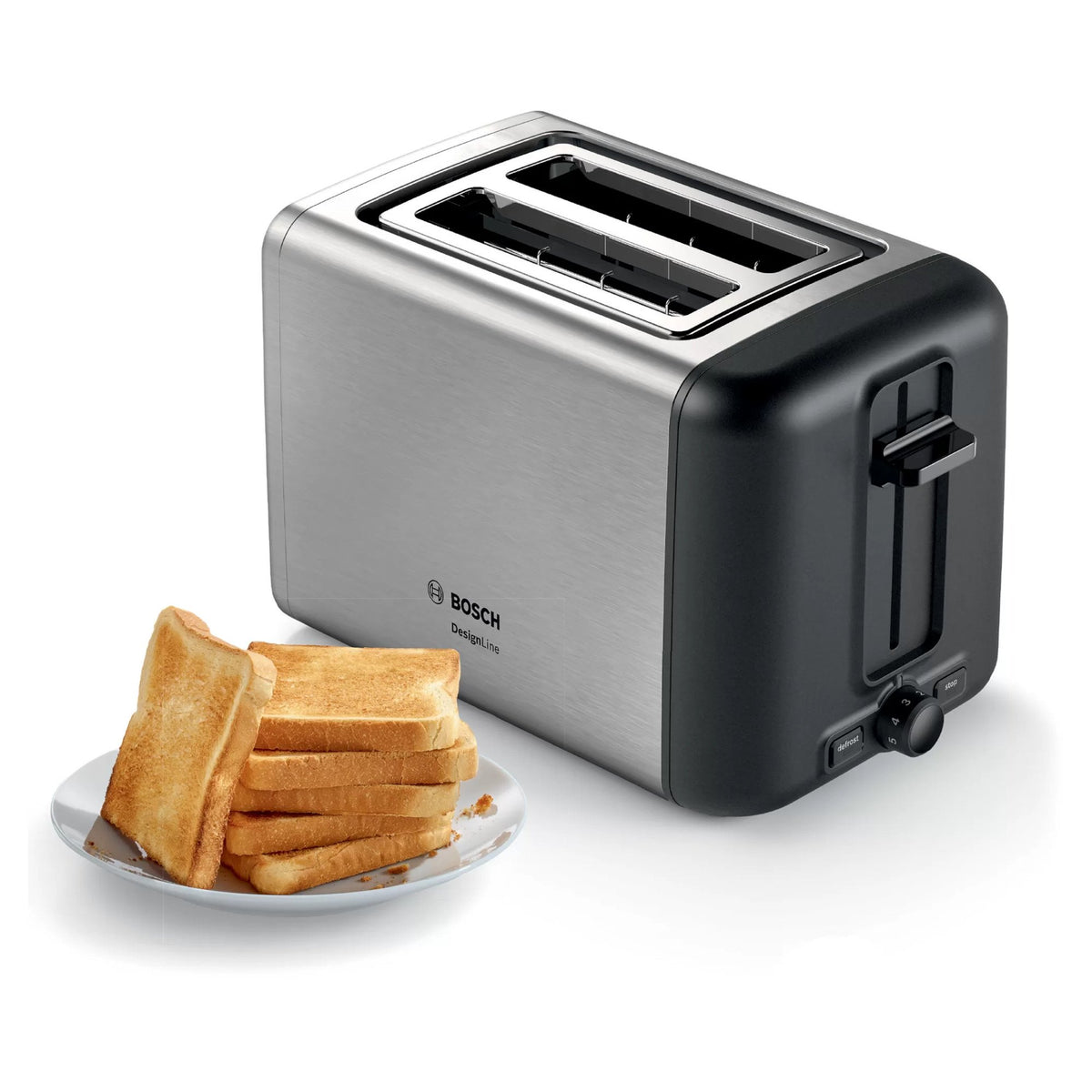 Bosch DesignLine TAT3P420GB Compact 2 slice Toaster - Stainless Steel