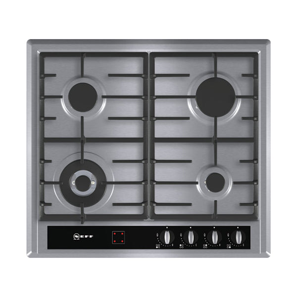 NEFF 600mm Gas Hob with Bevelled Oval Controls in Stainless Steel