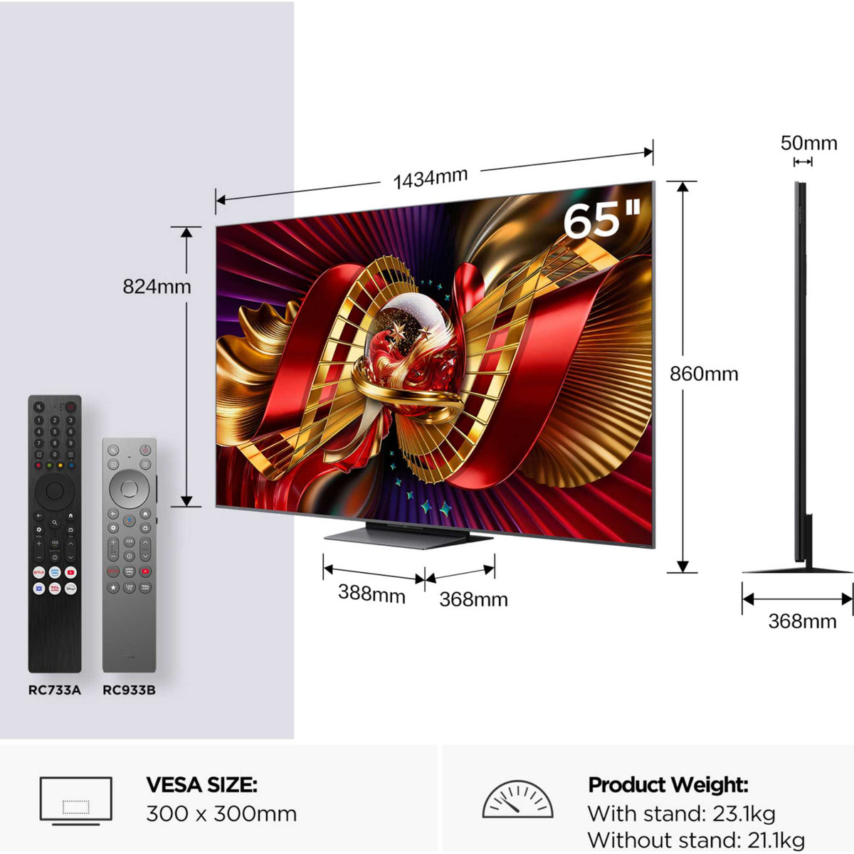 TCL C8LUK 65" 4K Ultra HD SQD-Mini LED Smart TV - 65C8LUK