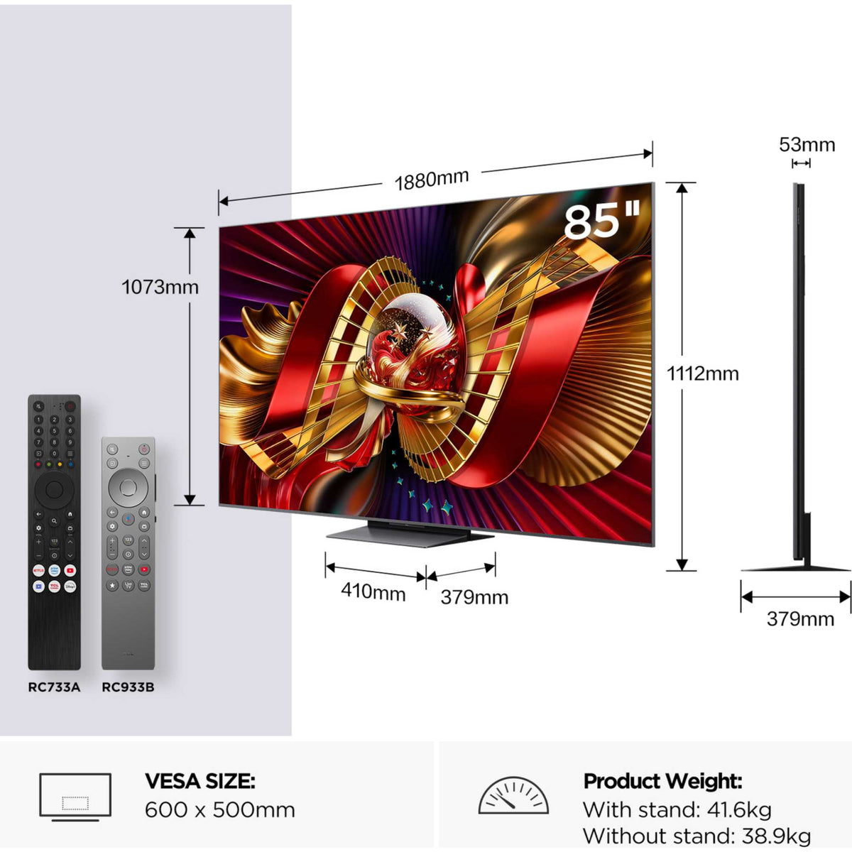 TCL C8LUK 85" 4K Ultra HD SQD-Mini LED Smart TV - 85C8LUK