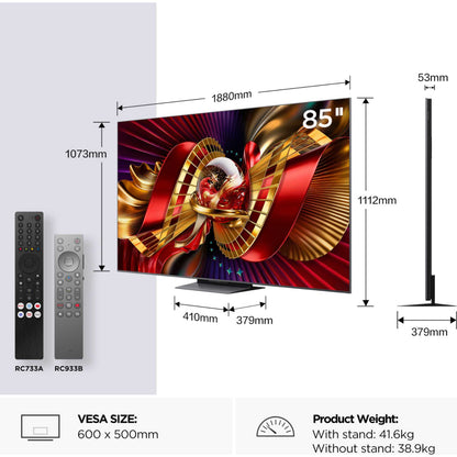 TCL C8LUK 85" 4K Ultra HD SQD-Mini LED Smart TV - 85C8LUK