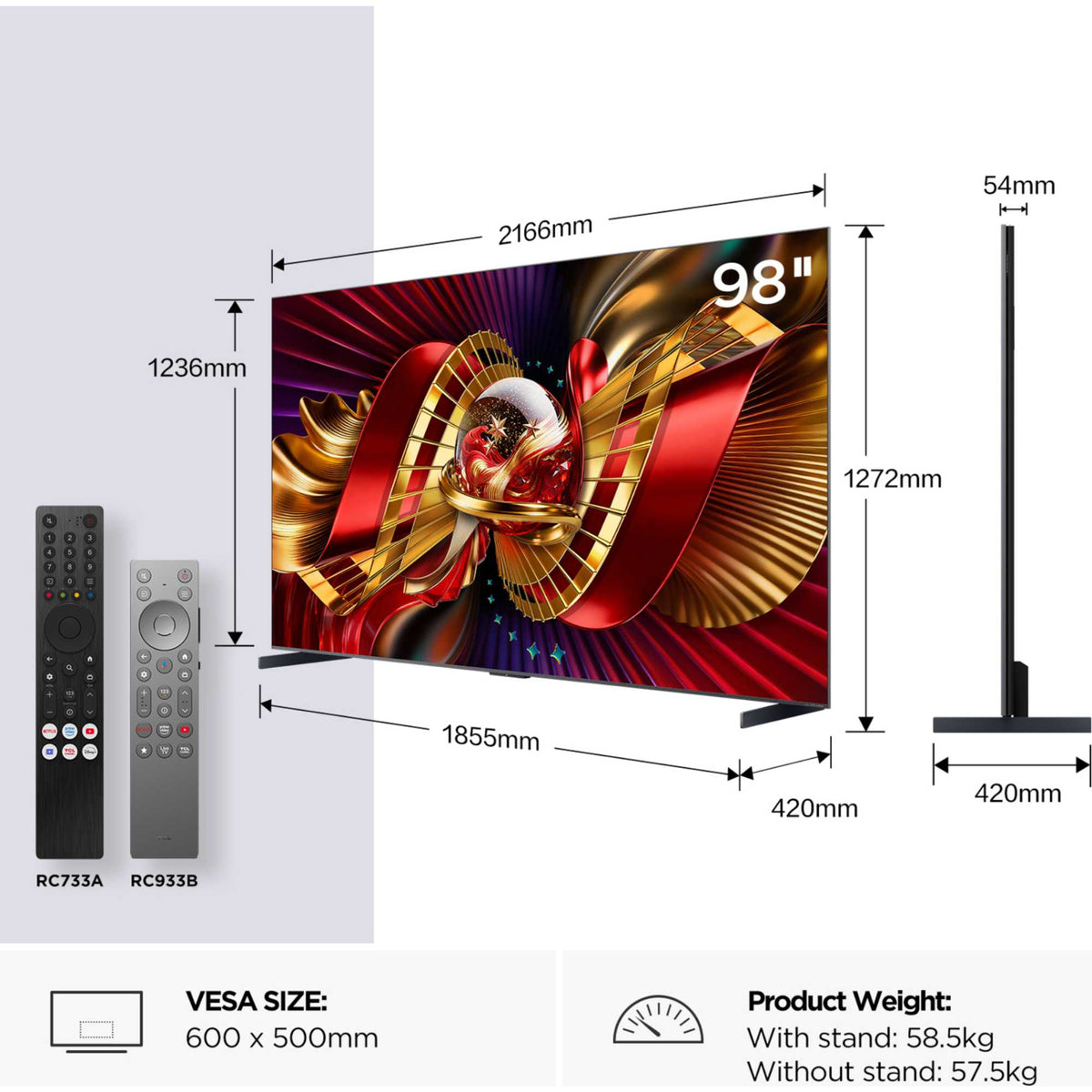 TCL C8LUK 98" 4K Ultra HD SQD-Mini LED Smart TV - 98C8LUK