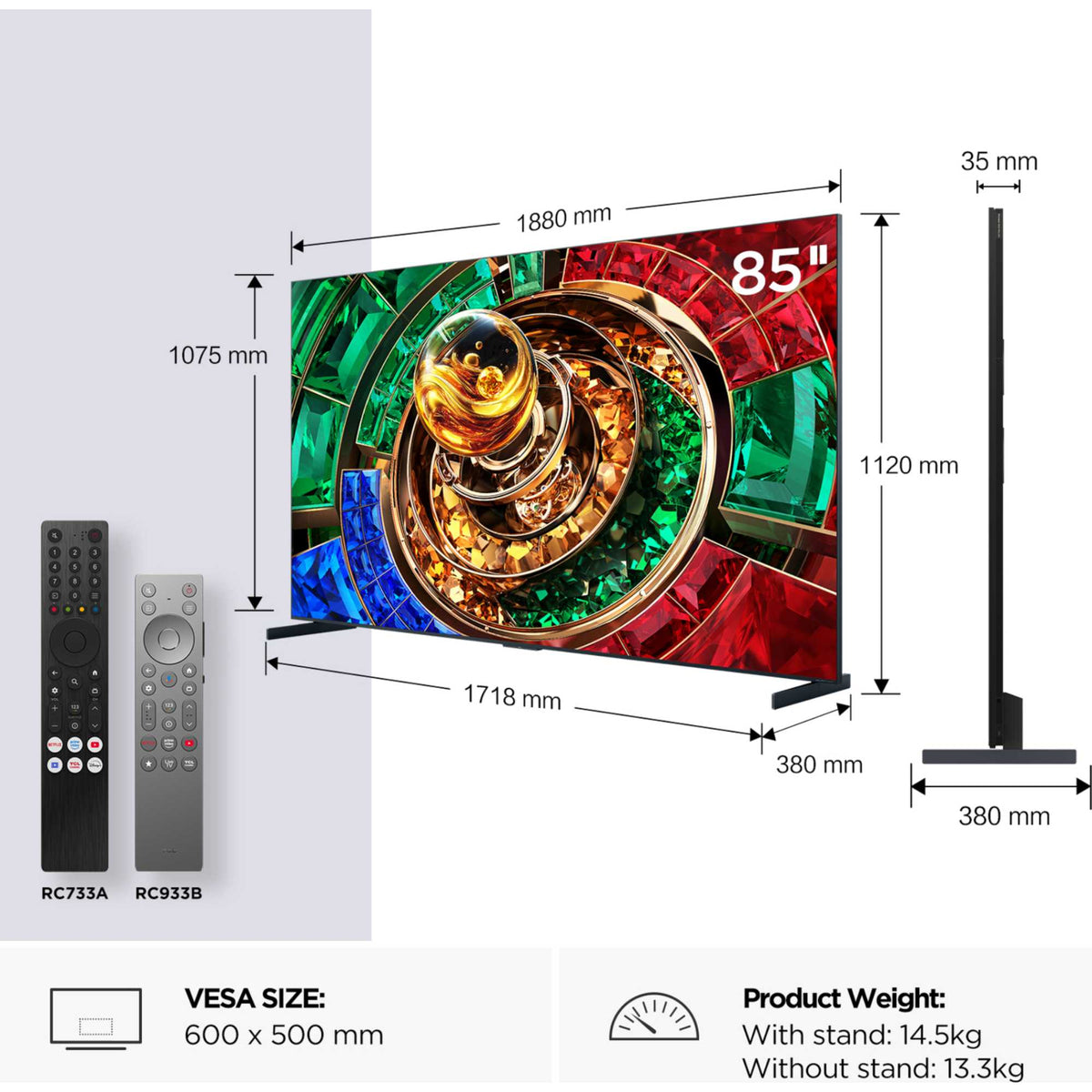 TCL RM9L 85" 4K Smart RGB-Mini LED Google AI TV - 85RM9L-UK