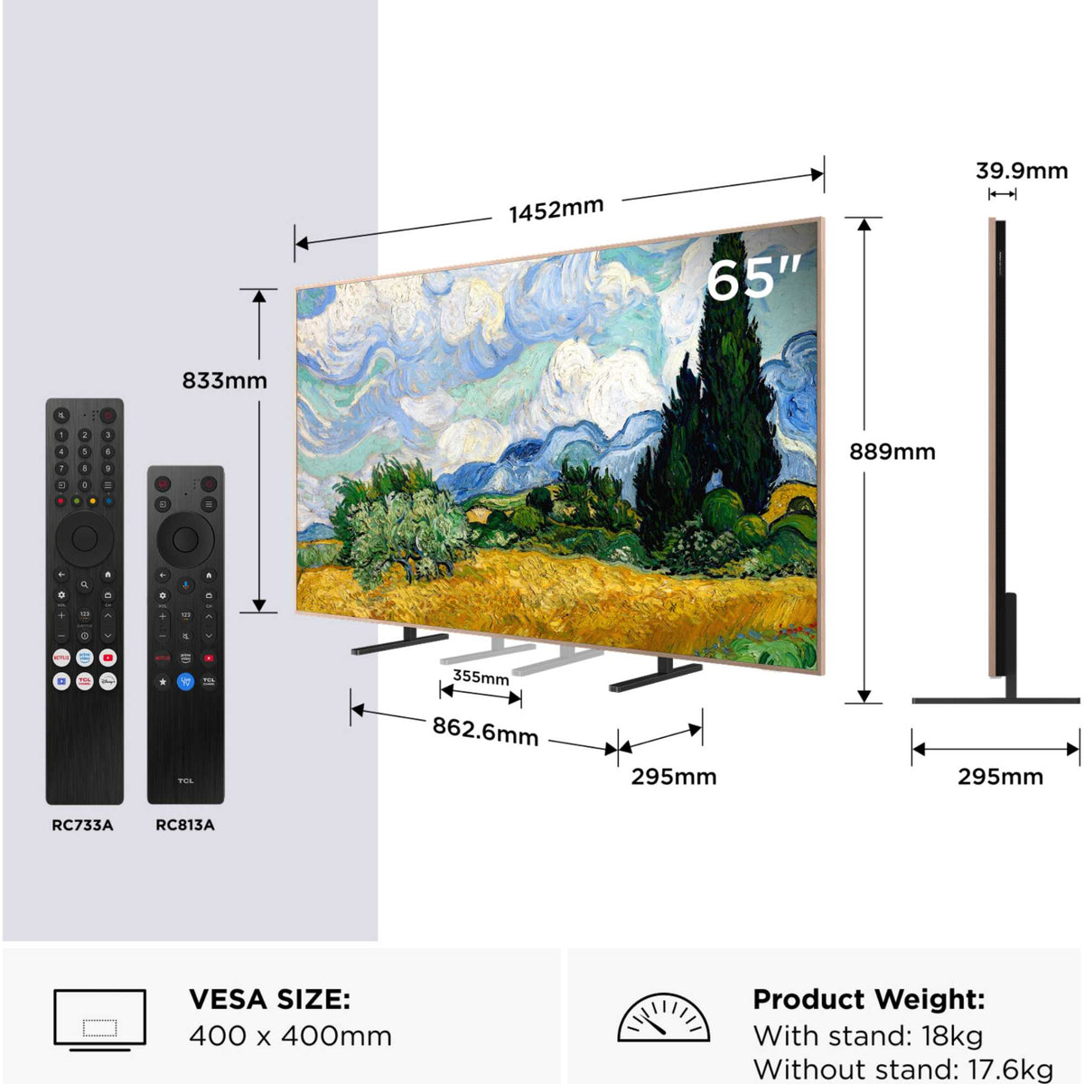 TCL A400PRO 65" 4K Ultra HD QD-Mini LED HDR Google Smart TV - 65A400PRO-UK