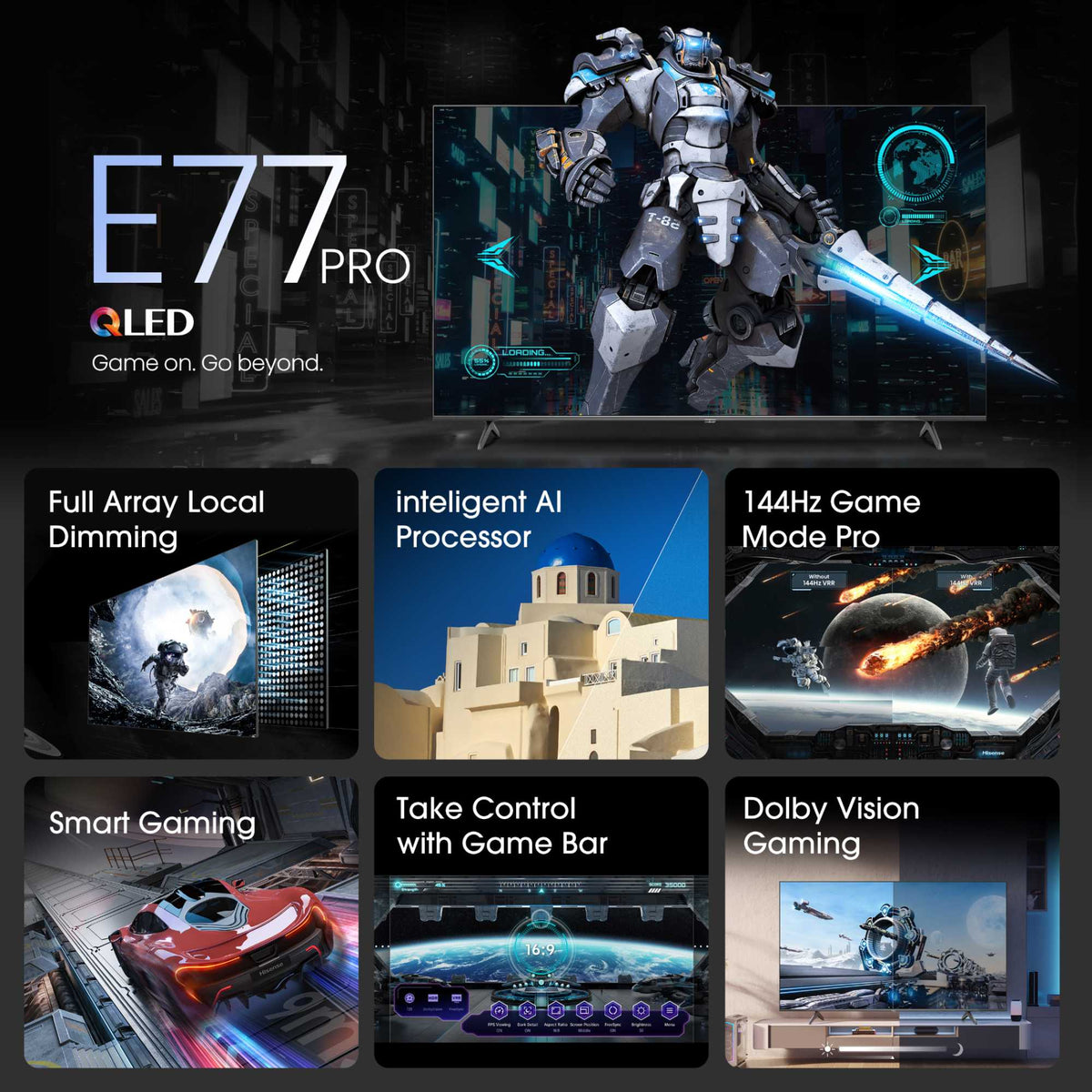Hisense 100E77NQTUK-PRO 100" QLED 4K Ultra HD Smart TV 144Hz Refresh Rate with Freely
