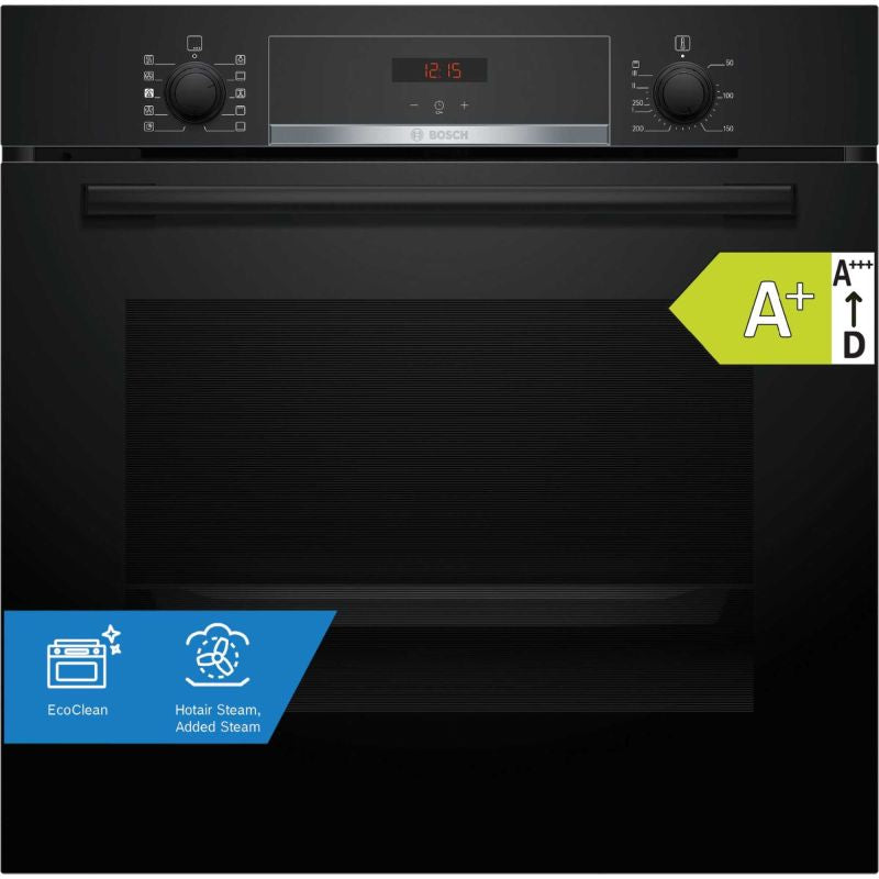 Bosch Series 4 HQA534BB3B Built-In Single Oven with Steam Function - Black