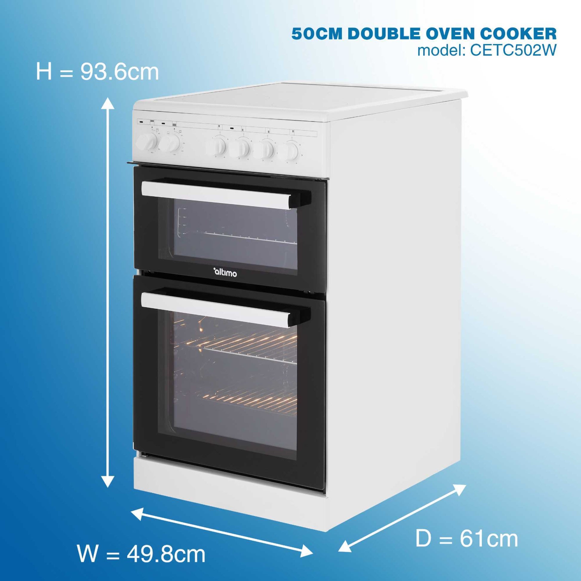 Altimo 50cm Electric Single Oven Cooker - CETC502W
