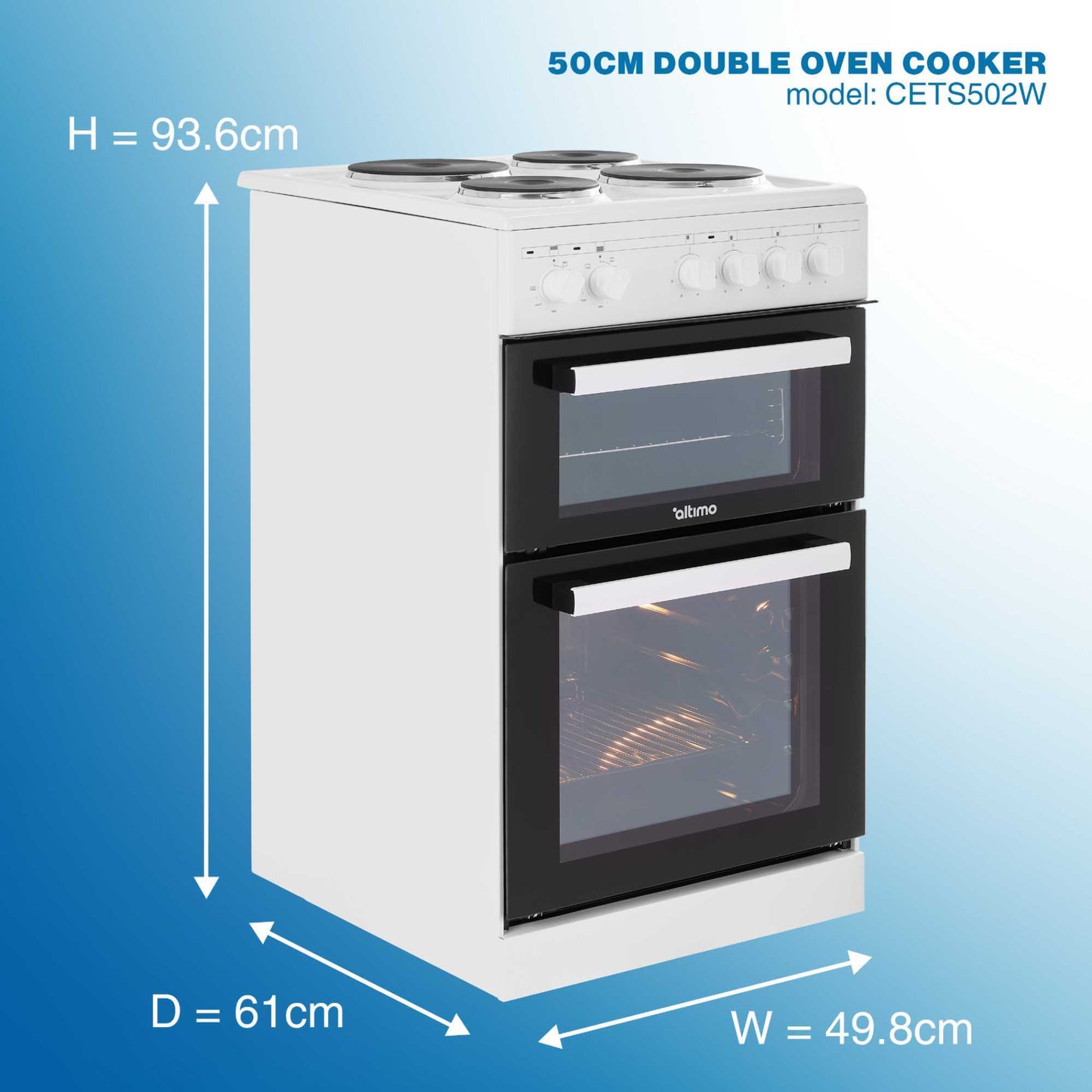 Altimo 50cm Electric Single Oven Cooker - CETS502W