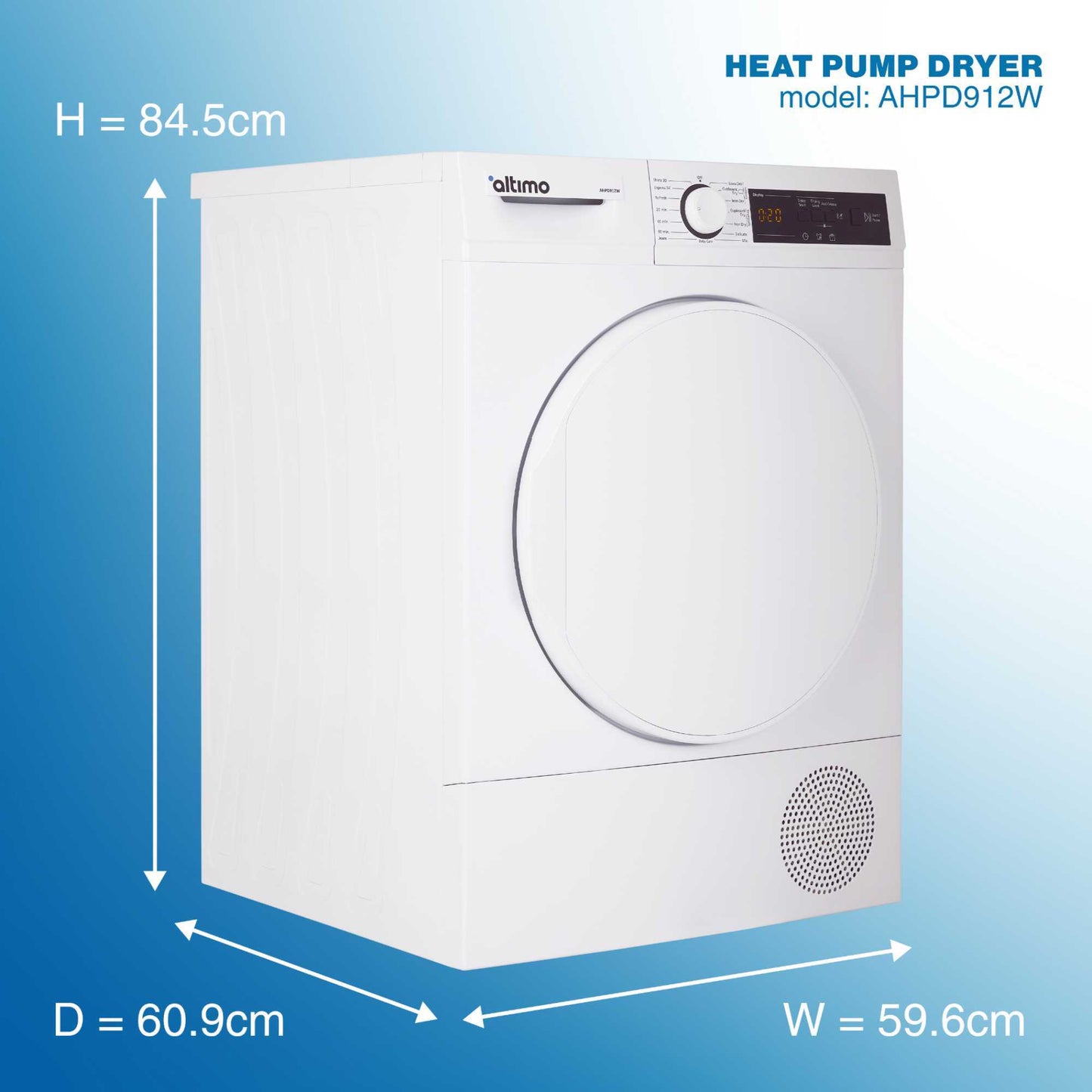 Altimo 9kg Heat Pump Tumble Dryer - AHPD912W