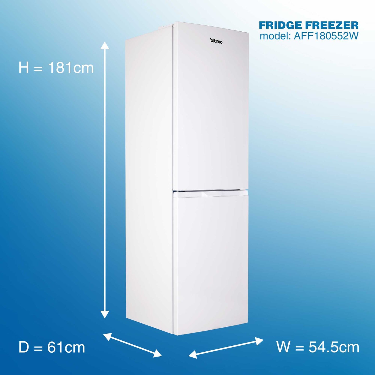 Altimo Fridge Freezer 60/40 Frost Free - White - AFF180552W