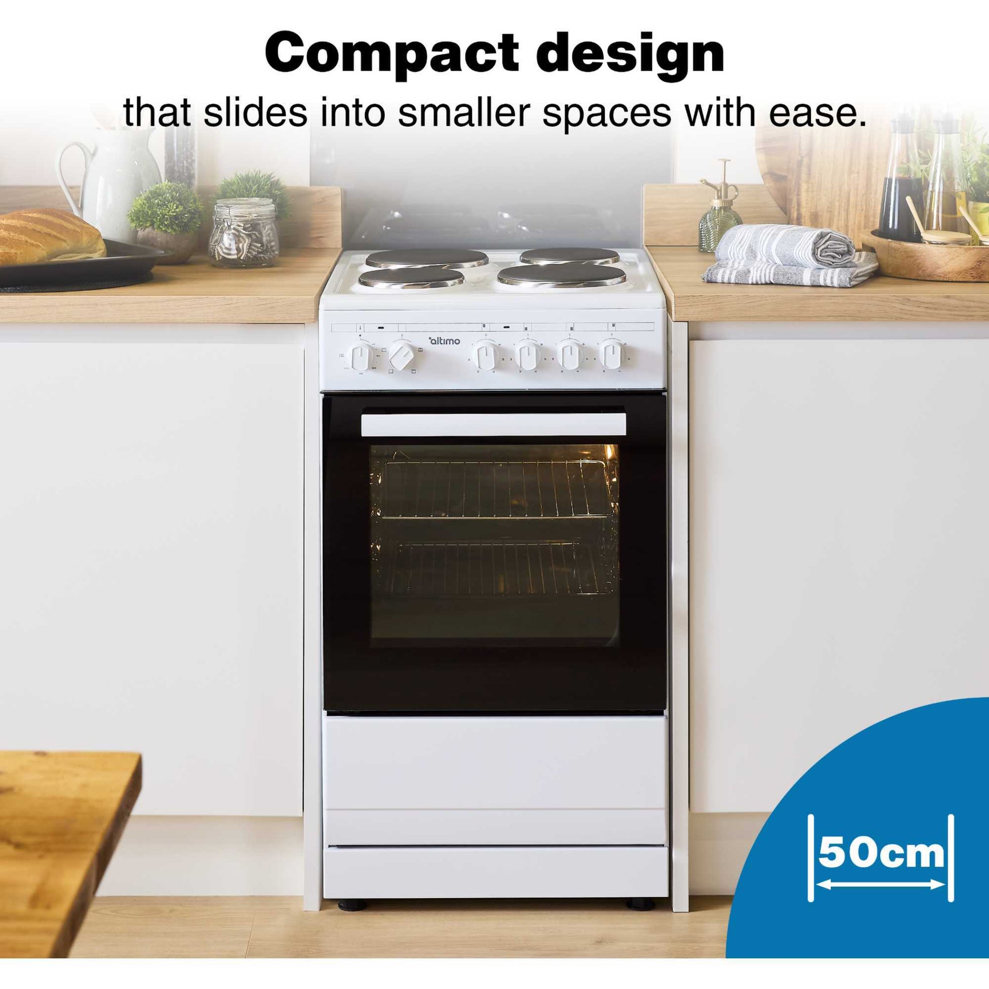Altimo 50cm Electric Single Oven Cooker - CESS502W