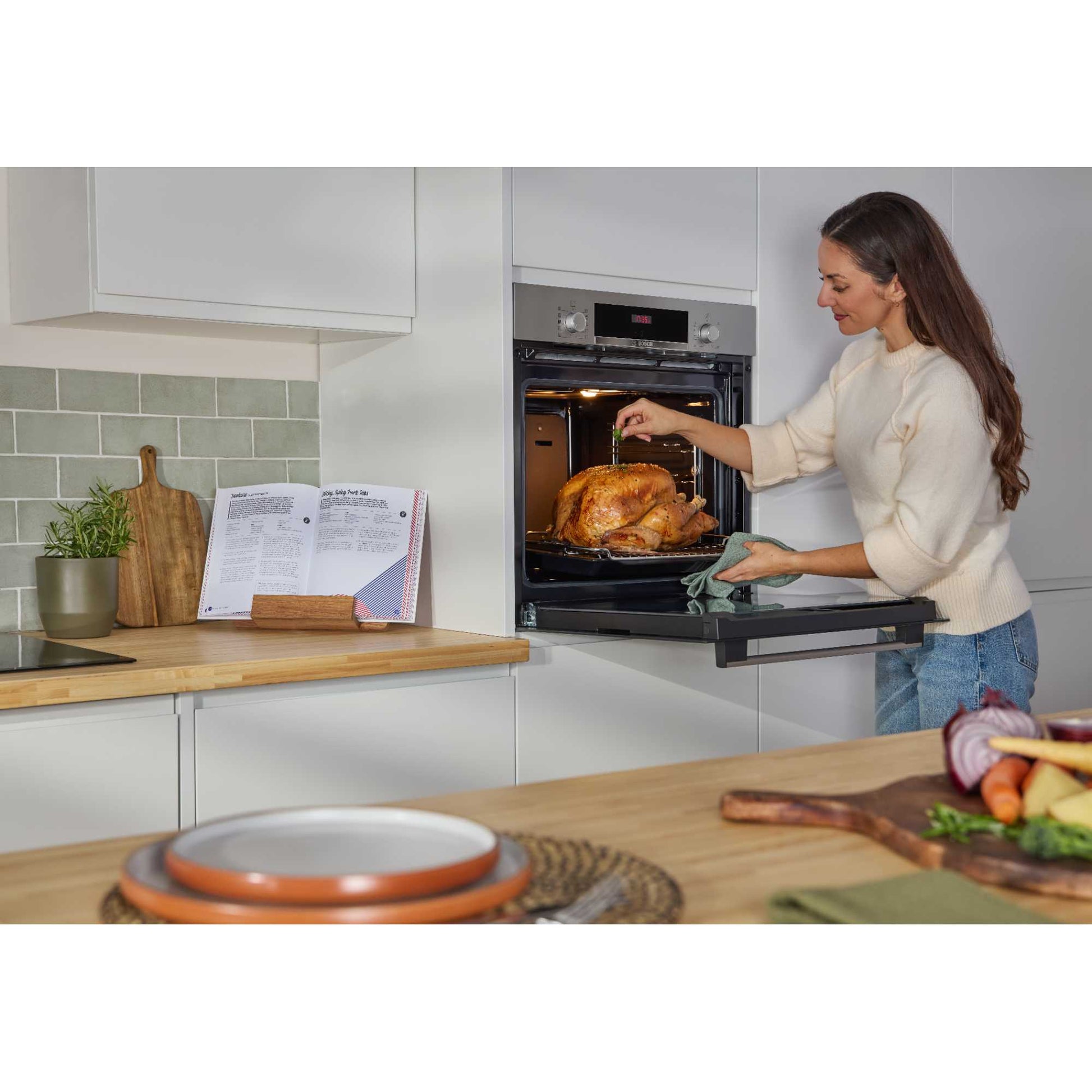Bosch Series 4 HQA534BS3B Built-In Single Oven with Steam Function - Stainless Steel