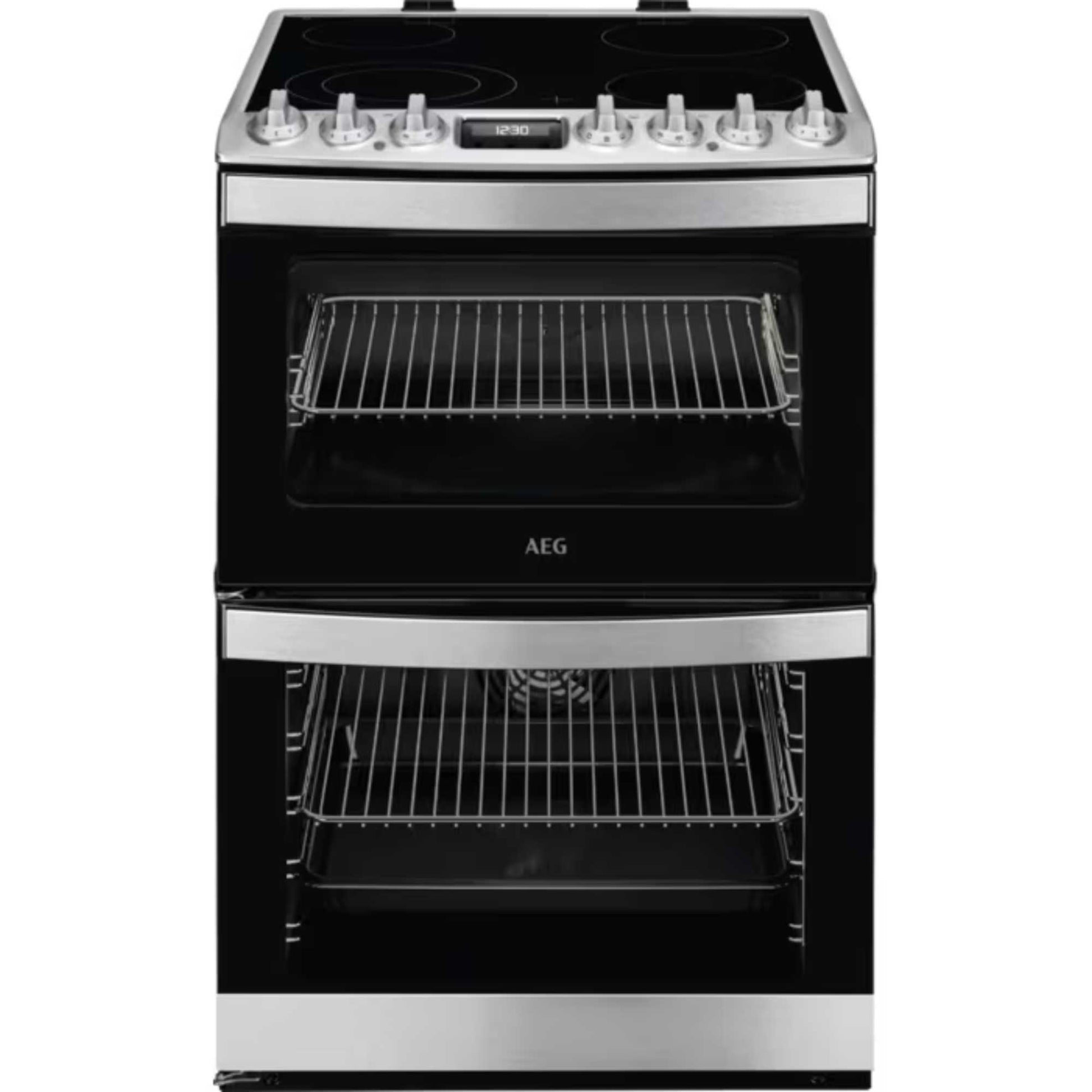 AEG 6000 SteamBake 60cm Electric Double Oven Cooker - CCB6741ACM