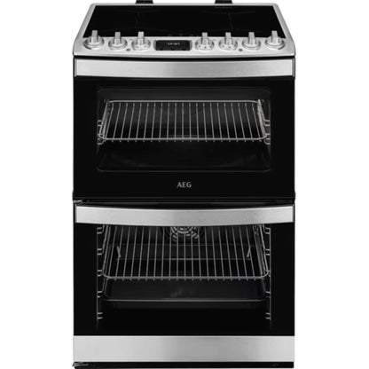 AEG 6000 SteamBake 60cm Electric Double Oven Cooker - CIB6734ACM