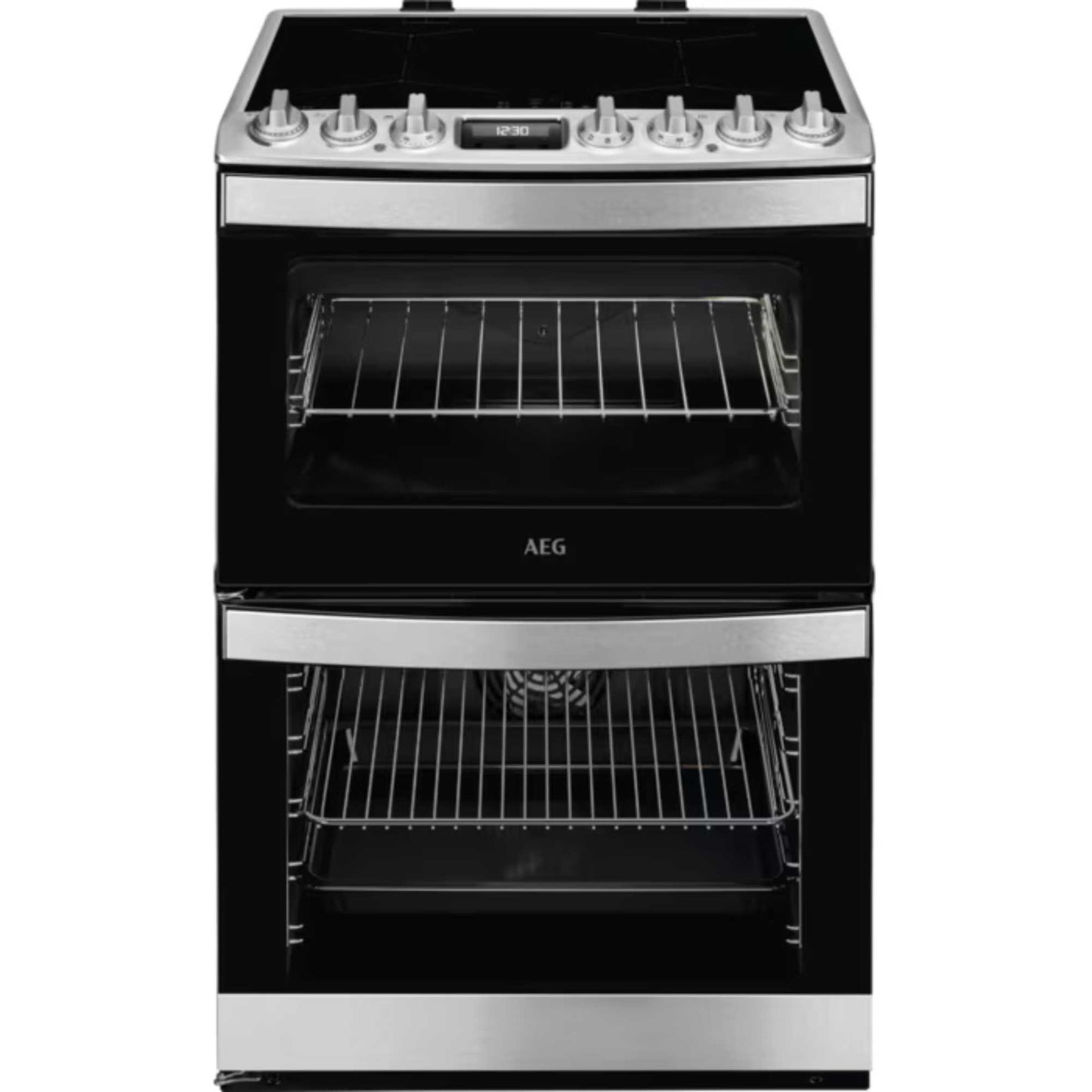 AEG 6000 SteamBake 60cm Electric Double Oven Cooker - CIB6743ACM