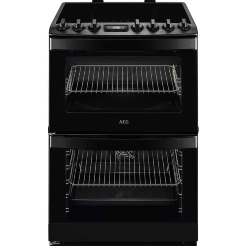 AEG 6000 SteamBake 60cm Electric Double Oven Cooker - CIB6743MCB