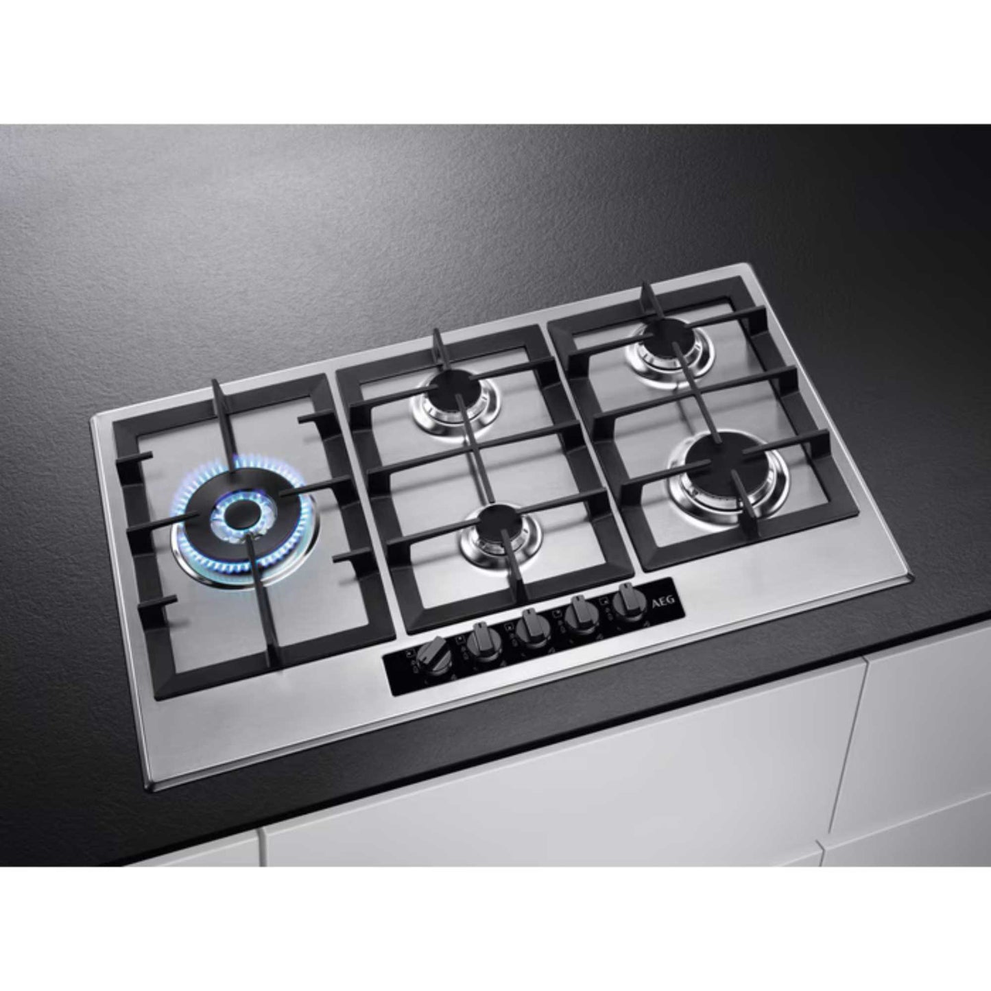 AEG HGB95522YM 6000 Slim Line 90cm 5 Burner Gas Hob - Stainless Steel
