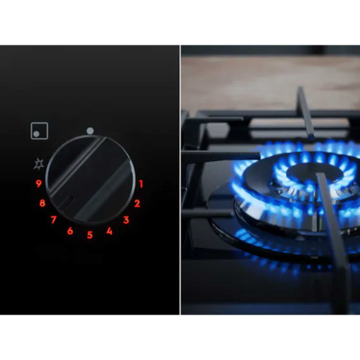 AEG 8000 Flamelight HKB64341NL Gas on Glass Hob 60cm - Black