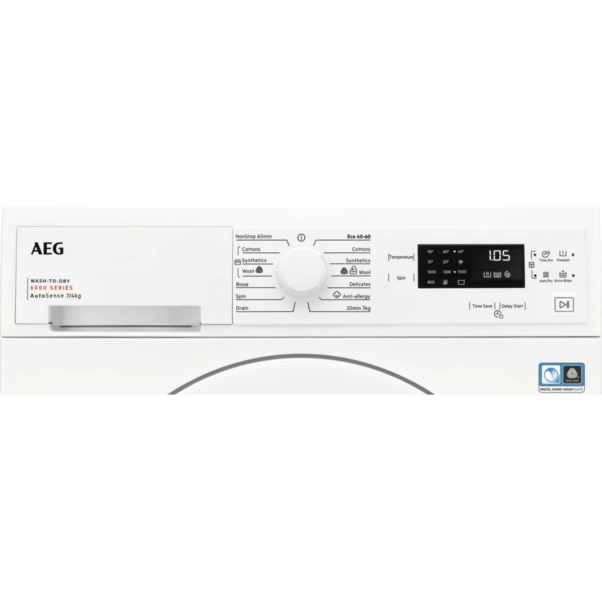 AEG 6000 Series 7kg Wash 4kg Dry 1600rpm Washer Dryer - LWX60746B